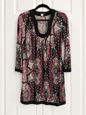 Essentials by ABS Paisley 3/4 Bell Sleeve Dress Size S